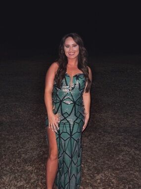 Emerald Geometric Sequin Evening Dress